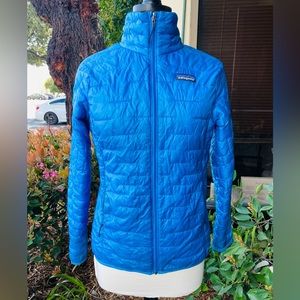 Patagonia blue, down, long sleeve jacket. Size S